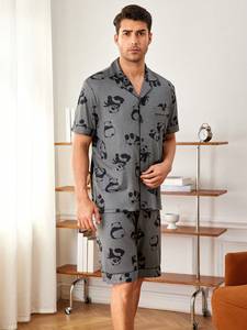 Set <span class=keywords><strong>Pigiama</strong></span> Estivo per Adulti 2 Pezzi Casual Morbido Stile Americano con Stampa <span class=keywords><strong>Panda</strong></span> Manica Corta - Product Image 1