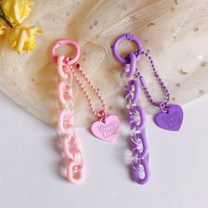 Multi Color Creative Alloy Acrylic Chain Love Keychain Small Fresh <b>Backpack</b> Pendant Couple Hanging Decoration Car Keychain - Product Image 5