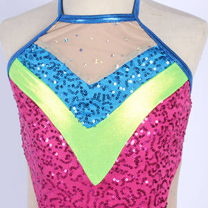 Body da ballo con paillettes colorate e brillanti, grazioso costume da ballo <span class=keywords><strong>latino</strong></span> per ragazza, con 3 strati di nappe, per performance sul palco, abbigliamento da ballo jazz - Product Image 4