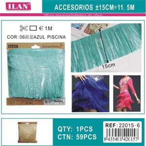 Flecos Ilan de 15 cm x 11.5 m, color azul piscina, para decoración de vestidos y manualidades - Product Image 2