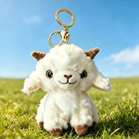 Gantungan Kunci Boneka Domba Kecil Terkenal di Internet 12cm Isian Kapas PP Poliester Cincin Kunci Domba Lucu Pesona Ulang Tahun