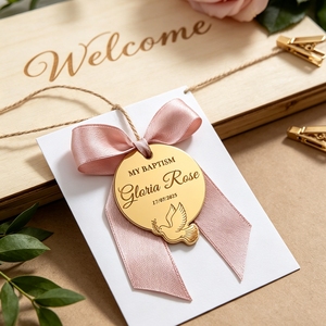 Pendentif de baptême personnalisé, nom et date gravés, charme en acrylique en forme de <span class=keywords><strong>colombe</strong></span>, fait main, idée cadeau souvenir, baptême, Noël - Product Image 6