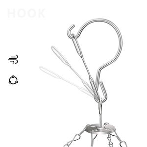 Séchoir à chaussettes en acier inoxydable <span class=keywords><strong>avec</strong></span> 20 pinces, crochet pivotant coupe-vent, cintre à linge, sous-vêtements, soutiens-gorge, serviettes - Product Image 2