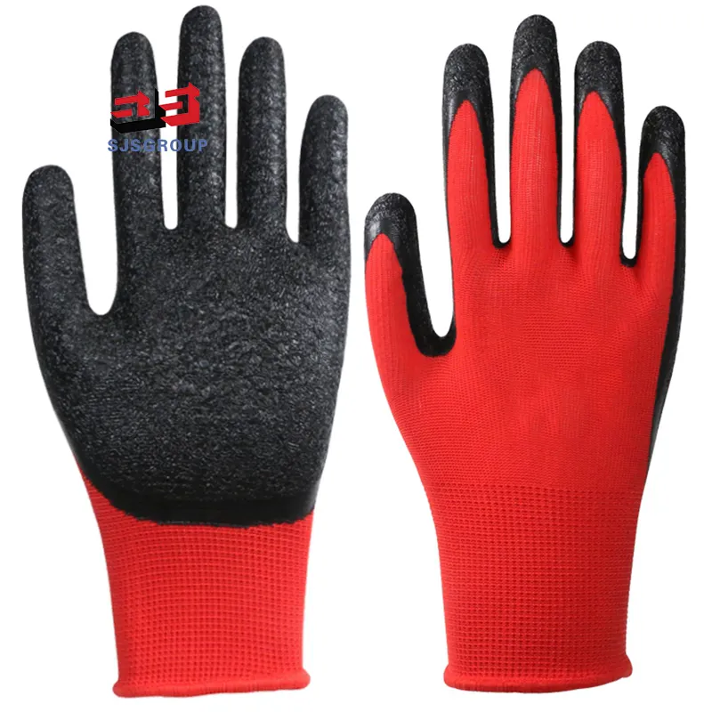 Factory Direct Supply Waterproof Oil proof Polyester Nitrile Safety Gloves Work for construction