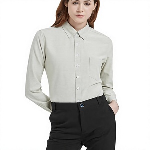 Camisa Oxford de Manga Larga para Mujer, Corte Clásico, Uniforme de Oficina para Otoño, 100% Algodón, Cuello con Botones - Product Image 4