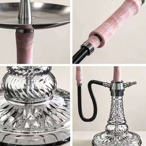 Pink <b>Crystal</b> Hookah Modern Water Pipe Glass Base Metal Stand Tobacco Smoking Accessory - Product Image 2
