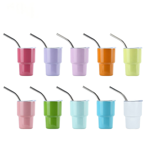 Mug isotherme tendance de 3 oz en acier inoxydable, prêt pour la sublimation, de forme droite, avec couvercle et paille assortis, idéal pour les événements - Product Image 1