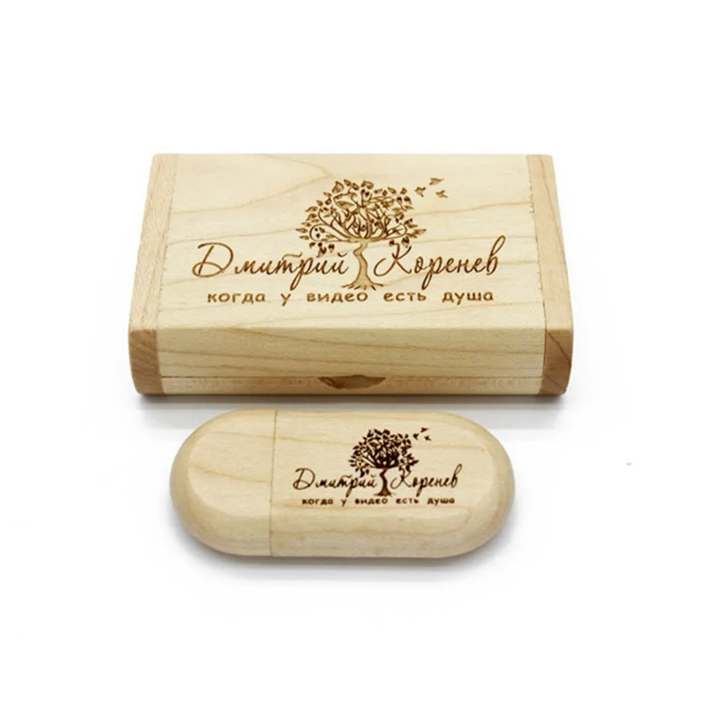 Fillinlight Logo personalizzato Flash USB in legno con scatola chiavetta USB 1GB 2GB 4GB 8GB 16GB 32GB Memory Stick USB