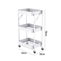 Meubles de salle à manger Chariot utilitaire pliable en métal amovible à 3 niveaux Organisateur Support de rangement pour la cuisine
