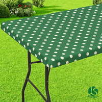 Nappe de table rectangulaire ajustée en PEVA Forest Polka avec dos en flanelle, imperméable, bord élastique, pour camping et pique-nique en extérieur, facile à nettoyer, durable
