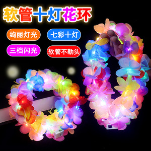 มงกุฎดอกไม้เรืองแสง ไฟ LED ประดับศีรษะ สำหรับงานปาร์ตี้ วัยรุ่น อายุ 15-35 ปี เครื่องประดับผมพลาสติกเรืองแสง - Product Image 1