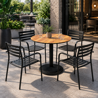 Table de salle à manger extérieure pour hôtel, café, restaurant, plateau en stratifié compact HPL de 12 mm, base en fonte