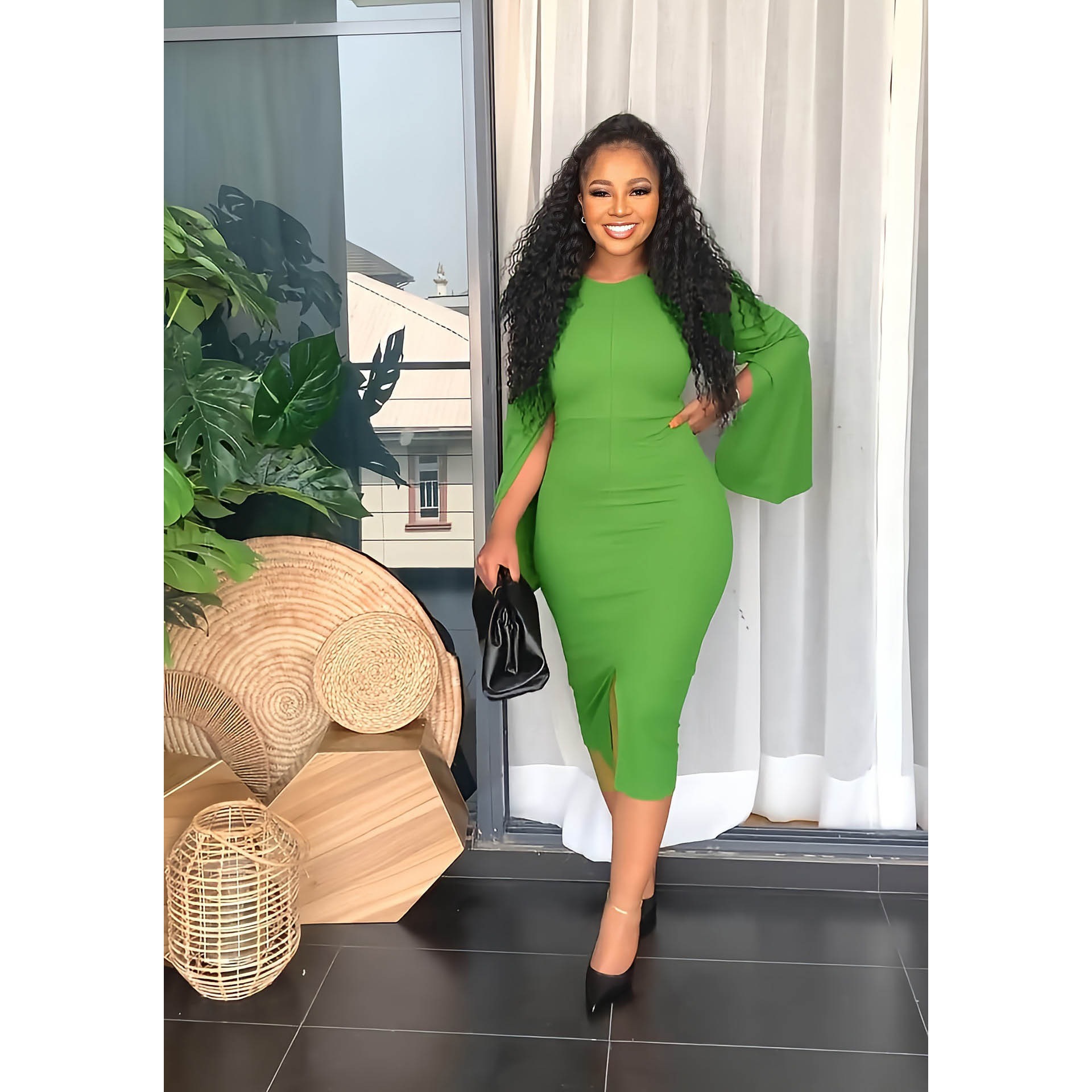 Shop High Quality Fall Clothes Colors - Bodycon Dress Long Sleeve Maxi