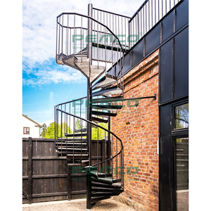 Dễ dàng cài đặt ngoài trời sơn tĩnh điện màu đen boong xoắn ốc cầu thang Vòng cầu thang lan can - Product Image 1