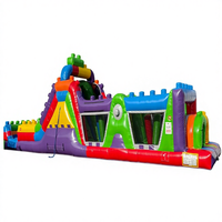 Château gonflable commercial d'extérieur, parcours d'obstacles, mur d'escalade, blocs de construction, taille et couleur personnalisables pour enfants
