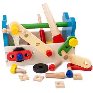 Juguete de Madera, Caja de Herramientas de Madera para Niños, Simulación de Tornillos y Tuercas, Desmontaje, Rompecabezas de Construcción, Juguete de Herramientas de Reparación para Bebés - Product Image 2