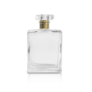CE Certified REACH Compliant Clear Flat 50ml 100ml Gold Cap Custom Logo OEM Gift <b>Box</b> Wholesale Square Glass Perfume <b>Bottle</b> - Product Image 3