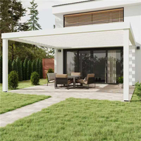 Pérgola Bioclimática Personalizable y Ajustable para Exteriores, con Techo de Láminas Impermeable, Plegable, de Aluminio con Luz