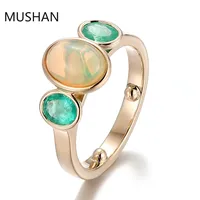 Bague de luxe MUSHAN personnalisée en or véritable 10K 14K 18K, bijoux de créateur avec pierres précieuses opale, pour mariage, cérémonie ou soirée, pour femme