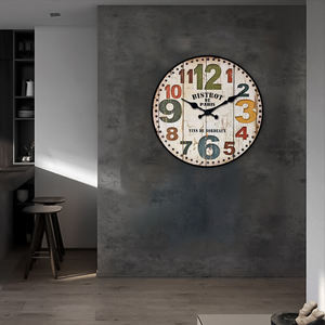 <span class=keywords><strong>Horloge</strong></span> murale ronde vintage personnalisable « Bistrot de <span class=keywords><strong>Paris</strong></span> » – Design coloré avec chiffres pour la décoration intérieure, salon, cuisine - Product Image 4