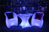 Ensemble de meubles de Bar colorés, fauteuil en polyéthylène, table et chaise de Bar à Led