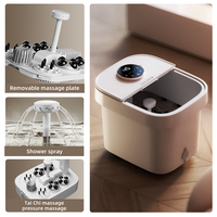 Spa pour les pieds intelligent automatique pliable avec rouleaux chauffants, lumière rouge, douche, pédicure, 13L, 500W