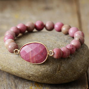 Bracelet élastique en pierre naturelle œil de tigre à veine rouge, 8mm, bijoux en pierre naturelle, cadeau pour femmes, bracelet fait à la main à la mode - Product Image 1