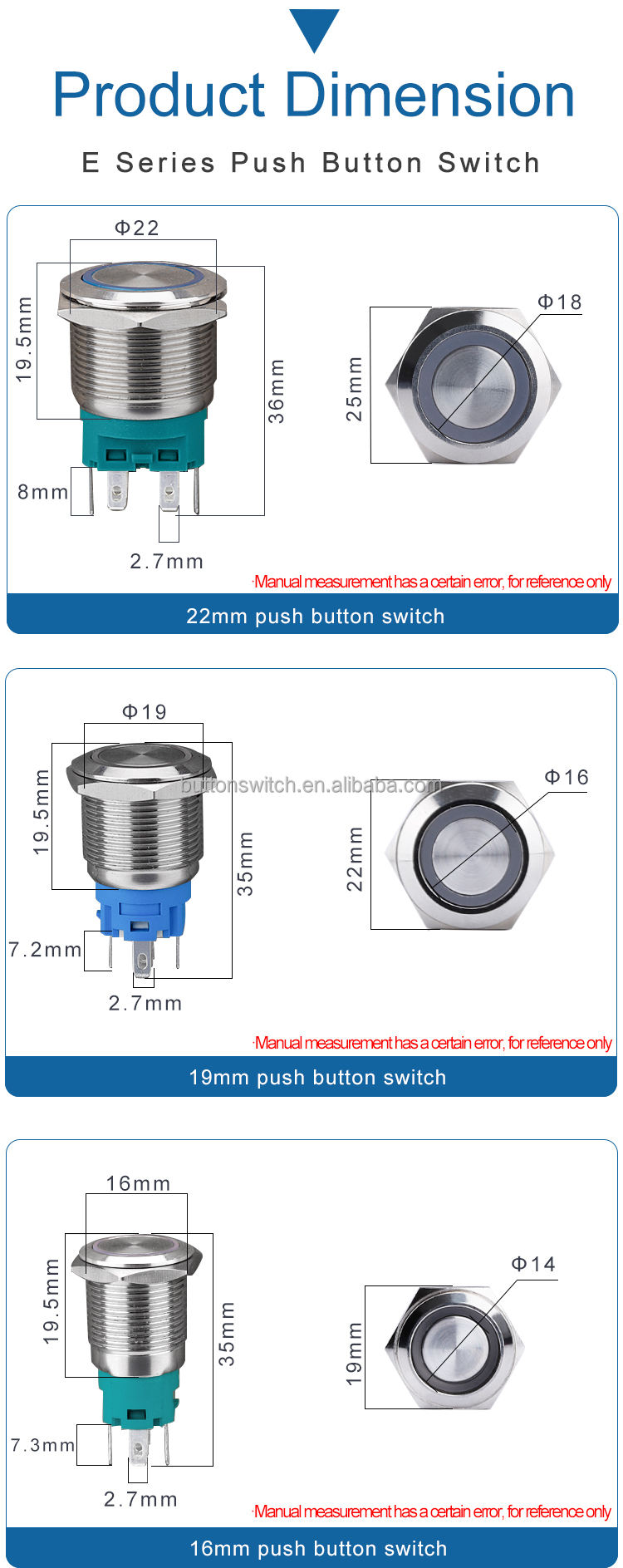 Interruttore A Pulsante Momentaneo Da 19 Mm E 12 V, Simbolo - Foto 3