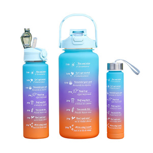 Gradient Color Sports Water Bottle 1000Ml Pop Up Lid Frosted Rainbow Design For Men And Women - Product Image 5