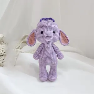 定制卡通动物玩具钩针紫色大象钩针毛绒大象娃娃