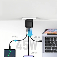 Chargeur GaN PD 45W personnalisé, prise AU, certifié SAA, adaptateur mural de charge rapide 3 en 1 pour ordinateur portable, tablette, iPhone, téléphone portable Android