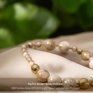 สร้อยคอแฟชั่นประดับลูกปัด สแตนเลส 316L ชุบทอง PVD ทนทานและเป็นมิตรต่อสิ่งแวดล้อม - Product Image 3