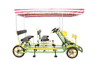 Bicicleta de recreación para exteriores y playa, cuatriciclo de pedales para 2/4 adultos, bicicleta tandem Surrey de 4 ruedas con toldo parasol - Product Image 3