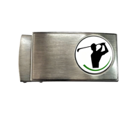 Boucle de ceinture en alliage poli durable avec logo personnalisé - Accessoire de golf élégant pour homme, cadeau