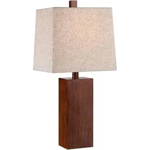 JLT-4906 Modern Kayu Bertekstur Lampu Meja Tan Naungan Kain hotel kayu lampu meja