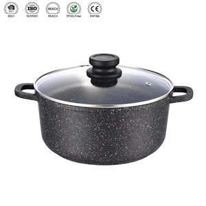<span class=keywords><strong>Olla</strong></span> de Cocina Antiadherente de Aluminio Fundido <span class=keywords><strong>a</strong></span> Presión, con Tapa de Vidrio y Perilla de Acero Inoxidable, Libre de PFAS, Certificada por BSCI, 20CM, OEM, Personalizable - Product Image 1