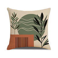 Housse de coussin YINUAN Boho à motif de feuilles vertes, style moderne du milieu du siècle, géométrique abstrait, décorative