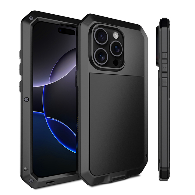 Heavy Duty Metal Case for iPhone 16 Pro Max 16 Plus 15 Pro Max 14 13 12 11 Military Grade Protection Full Body Back Cover Case