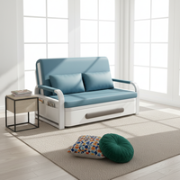 Canapé-lit convertible en cuir PU, cadre blanc, matelas segmenté, rangement intégré, accoudoirs rembourrés, canapé-lit pour salon