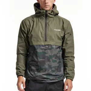 Últimas chaquetas de invierno a granel nueva media cremallera con capucha impermeable Anorak deporte para hombre