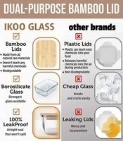Boîte à repas en verre borosilicate de qualité alimentaire, hermétique, sans BPA, écologique, avec couvercle en bambou, compatible micro-ondes, empilable