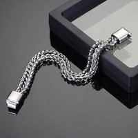 Bracelet en acier titane tressé carré double face avec fermoir magnétique pour homme, style punk, résistant au ternissement