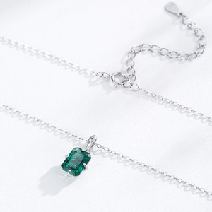 Moda lujo elegancia S925 plata esterlina <span class=keywords><strong>Esmeralda</strong></span> cuadrado geométrico clavícula collar regalos para mujeres - Product Image 3