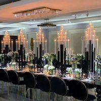 Chandelier Noir en Métal à 9 Bras pour Centres de Table de Mariage, Décoration de Chandeliers et Bougeoirs pour Mariage