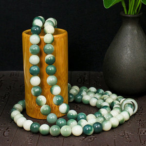 Chapelet bouddhiste en graines de Bodhi vertes, 108 perles de 12 mm, polies à la main, pour cérémonie religieuse, collier et bracelet unisexe - Product Image 4