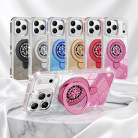 Nouvelle coque de téléphone transparente incrustée de diamants avec support gyroscopique rotatif à 360° pour iPhone 17 Pro Max 16 15 14 13
