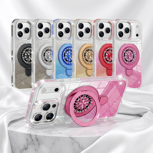 Nouvelle coque de téléphone transparente incrustée de diamants avec support gyroscopique rotatif à 360° pour iPhone 17 Pro Max 16 15 14 13 - Product Image 1
