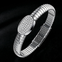 Bracelet de luxe en moissanite ovale sertie de pierres, plaqué or 18 carats, en argent sterling 925, chaîne serpent flexible, pour femmes et hommes