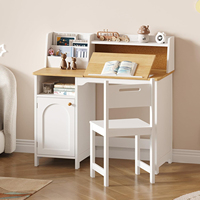 Ensemble bureau et chaise d'étude bicolore pour enfants, plateau inclinable, tableau en liège, armoire de rangement, poste de travail pour chambre d'enfant