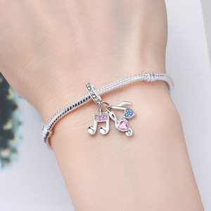 Original white copper <b>bead</b> <b>bracelet</b> - DIY colorful musical note pendant jewelry, personalized women's jewelry - Product Image 6